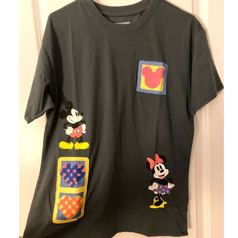 Embroidered Mickey and Minnie Mouse Shirt